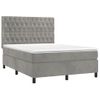 Cama Doble | Cama Box Spring | Cama Para Adultos Colchón Y Led Terciopelo Gris Claro 140x190 Cm Cfw446864