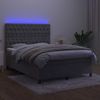 Cama Doble | Cama Box Spring | Cama Para Adultos Colchón Y Led Terciopelo Gris Claro 140x190 Cm Cfw446864