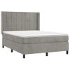 Cama Doble | Cama Box Spring | Cama Para Adultos Colchón Y Led Terciopelo Gris Claro 140x190 Cm Cfw911323