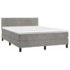 Cama Matrimonial | Cama Para Adultos | Cama Box Spring Colchón Y Led Terciopelo Gris Claro 140x190 Cm Cfw943544