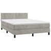 Cama Matrimonial | Cama Para Adultos | Cama Box Spring Colchón Y Led Terciopelo Gris Claro 140x200 Cm Cfw539390