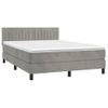 Cama Matrimonial | Cama Para Adultos | Cama Box Spring Colchón Y Led Terciopelo Gris Claro 140x200 Cm Cfw145075