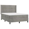 Cama Matrimonial | Cama Para Adultos | Cama Box Spring Colchón Y Led Terciopelo Gris Claro 140x200 Cm Cfw394631