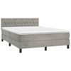 Cama Doble | Cama Box Spring | Cama Para Adultos Colchón Y Led Terciopelo Gris Claro 140x200 Cm Cfw803187