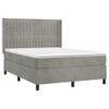 Cama Matrimonial | Cama Para Adultos | Cama Box Spring Colchón Y Led Terciopelo Gris Claro 140x200 Cm Cfw603488