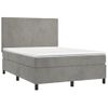 Cama Doble | Cama Box Spring | Cama Para Adultos Colchón Y Led Terciopelo Gris Claro 140x200 Cm Cfw227213