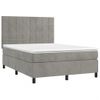 Cama Doble | Cama Box Spring | Cama Para Adultos Colchón Y Led Terciopelo Gris Claro 140x200 Cm Cfw444570