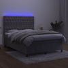 Cama Doble | Cama Box Spring | Cama Para Adultos Colchón Y Led Terciopelo Gris Claro 140x200 Cm Cfw404396