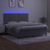 Cama Matrimonial | Cama Para Adultos | Cama Box Spring Colchón Y Led Terciopelo Gris Claro 160x200 Cm Cfw703503