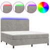 Cama Matrimonial | Cama Para Adultos | Cama Box Spring Colchón Y Led Terciopelo Gris Claro 160x200 Cm Cfw426939