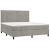 Cama Matrimonial | Cama Para Adultos | Cama Box Spring Colchón Y Led Terciopelo Gris Claro 160x200 Cm Cfw426939