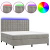 Cama Doble | Cama Box Spring | Cama Para Adultos Colchón Y Led Terciopelo Gris Claro 160x200 Cm Cfw330742