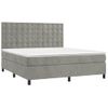 Cama Doble | Cama Box Spring | Cama Para Adultos Colchón Y Led Terciopelo Gris Claro 160x200 Cm Cfw330742