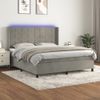 Cama Doble | Cama Box Spring | Cama Para Adultos Colchón Y Led Terciopelo Gris Claro 180x200 Cm Cfw625462