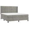 Cama Doble | Cama Box Spring | Cama Para Adultos Colchón Y Led Terciopelo Gris Claro 180x200 Cm Cfw625462