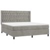 Cama Doble | Cama Box Spring | Cama Para Adultos Colchón Y Led Terciopelo Gris Claro 180x200 Cm Cfw947976