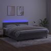 Cama Matrimonial | Cama Para Adultos | Cama Box Spring Colchón Y Led Terciopelo Gris Claro 180x200 Cm Cfw211979