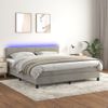 Cama Doble | Cama Box Spring | Cama Para Adultos Colchón Y Led Terciopelo Gris Claro 180x200 Cm Cfw755692