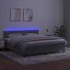 Cama Doble | Cama Box Spring | Cama Para Adultos Colchón Y Led Terciopelo Gris Claro 180x200 Cm Cfw755692