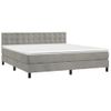 Cama Matrimonial | Cama Para Adultos | Cama Box Spring Colchón Y Led Terciopelo Gris Claro 180x200 Cm Cfw505200