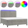 Cama Doble | Cama Box Spring | Cama Para Adultos Colchón Y Led Terciopelo Gris Claro 180x200 Cm Cfw132787