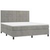 Cama Doble | Cama Box Spring | Cama Para Adultos Colchón Y Led Terciopelo Gris Claro 180x200 Cm Cfw132787