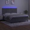 Cama Doble | Cama Box Spring | Cama Para Adultos Colchón Y Led Terciopelo Gris Claro 180x200 Cm Cfw132787