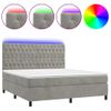 Cama Doble | Cama Box Spring | Cama Para Adultos Colchón Y Led Terciopelo Gris Claro 180x200 Cm Cfw101697