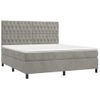 Cama Doble | Cama Box Spring | Cama Para Adultos Colchón Y Led Terciopelo Gris Claro 180x200 Cm Cfw101697