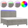 Cama Doble | Cama Box Spring | Cama Para Adultos Colchón Y Led Terciopelo Gris Claro 180x200 Cm Cfw902055