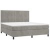 Cama Doble | Cama Box Spring | Cama Para Adultos Colchón Y Led Terciopelo Gris Claro 180x200 Cm Cfw902055