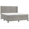 Cama Matrimonial | Cama Para Adultos | Cama Box Spring Colchón Y Led Terciopelo Gris Claro 180x200 Cm Cfw557888