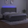 Cama Doble | Cama Box Spring | Cama Para Adultos Colchón Y Led Terciopelo Gris Claro 180x200 Cm Cfw312764