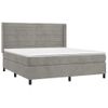 Cama Doble | Cama Box Spring | Cama Para Adultos Colchón Y Led Terciopelo Gris Claro 180x200 Cm Cfw312764