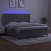 Cama Matrimonial | Cama Para Adultos | Cama Box Spring Colchón Y Led Terciopelo Gris Claro 180x200 Cm Cfw924332