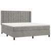 Cama Matrimonial | Cama Para Adultos | Cama Box Spring Colchón Y Led Terciopelo Gris Claro 180x200 Cm Cfw924332