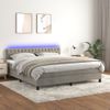 Cama Doble | Cama Box Spring | Cama Para Adultos Colchón Y Led Terciopelo Gris Claro 180x200 Cm Cfw532245