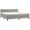 Cama Doble | Cama Box Spring | Cama Para Adultos Colchón Y Led Terciopelo Gris Claro 200x200 Cm Cfw476518