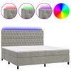 Cama Doble | Cama Box Spring | Cama Para Adultos Colchón Y Led Terciopelo Gris Claro 200x200 Cm Cfw731226