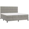 Cama Doble | Cama Box Spring | Cama Para Adultos Colchón Y Led Terciopelo Gris Claro 200x200 Cm Cfw731226