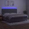 Cama Doble | Cama Box Spring | Cama Para Adultos Colchón Y Led Terciopelo Gris Claro 200x200 Cm Cfw731226