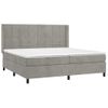 Cama Doble | Cama Box Spring | Cama Para Adultos Colchón Y Led Terciopelo Gris Claro 200x200 Cm Cfw584255