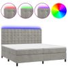 Cama Doble | Cama Box Spring | Cama Para Adultos Colchón Y Led Terciopelo Gris Claro 200x200 Cm Cfw216005