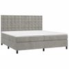 Cama Doble | Cama Box Spring | Cama Para Adultos Colchón Y Led Terciopelo Gris Claro 200x200 Cm Cfw216005