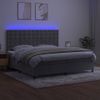 Cama Doble | Cama Box Spring | Cama Para Adultos Colchón Y Led Terciopelo Gris Claro 200x200 Cm Cfw216005