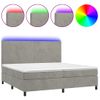 Cama Doble | Cama Box Spring | Cama Para Adultos Colchón Y Led Terciopelo Gris Claro 200x200 Cm Cfw670184