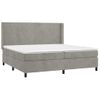 Cama Doble | Cama Box Spring | Cama Para Adultos Colchón Y Led Terciopelo Gris Claro 200x200 Cm Cfw746283