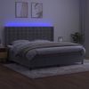 Cama Doble | Cama Box Spring | Cama Para Adultos Colchón Y Led Terciopelo Gris Claro 200x200 Cm Cfw332767