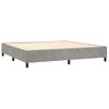 Cama Doble | Cama Box Spring | Cama Para Adultos Colchón Y Led Terciopelo Gris Claro 200x200 Cm Cfw332767