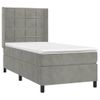 Cama Individual | Cama Box Spring | Cama Para Adultos Colchón Y Led Terciopelo Gris Claro 90x190 Cm Cfw335595